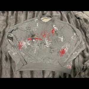 Oversized Gray Graphic Sweater